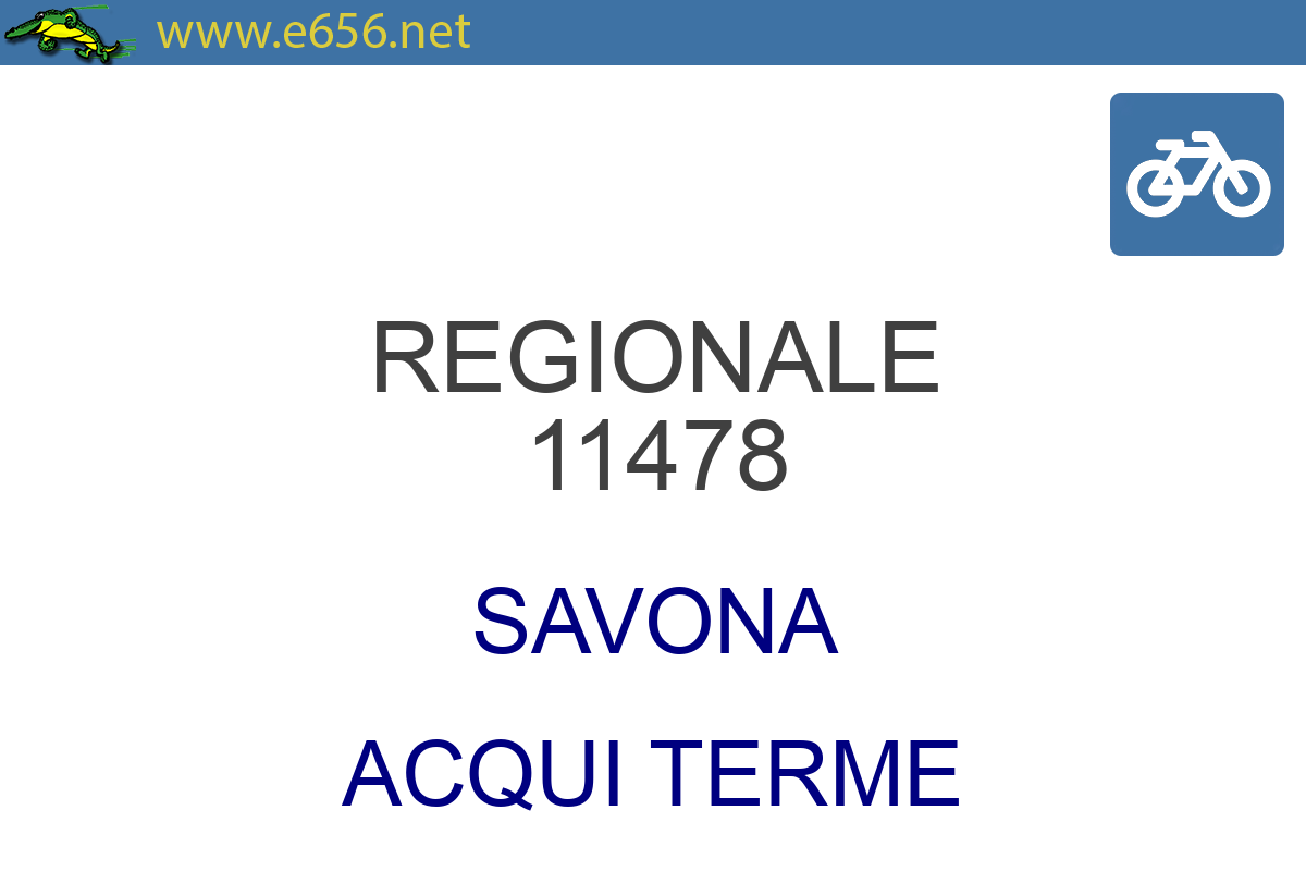 Orario treno Regionale 11478 di TRENITALIA Regionale da Savona a 
