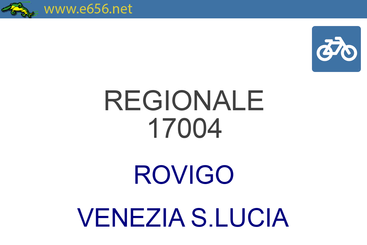 Orario treno Regionale 17004 di TRENITALIA Regionale da Rovigo a 